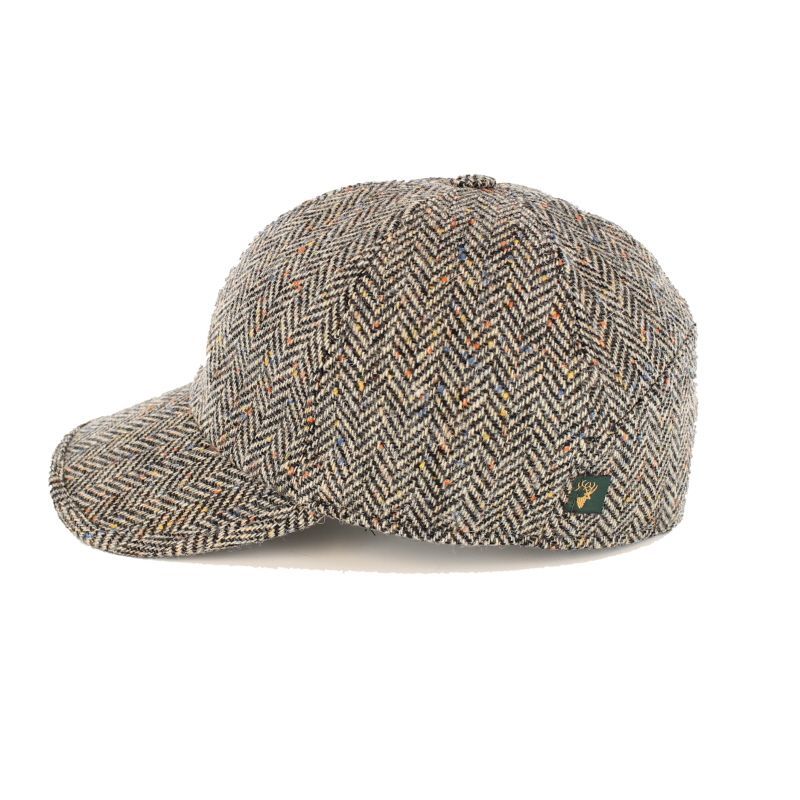 Baseball Cap Gray Herringbone Made in Ireland 100% Wool