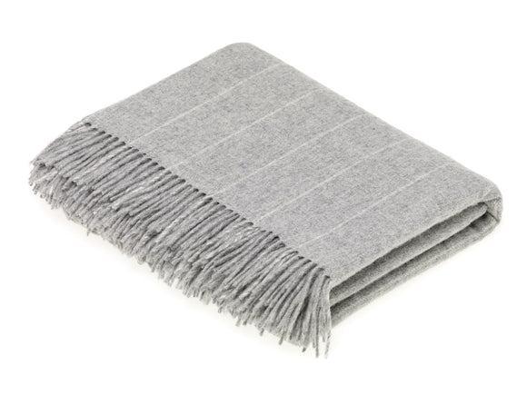 Merino Lambswool Pinstripe Gray Throw Blanket