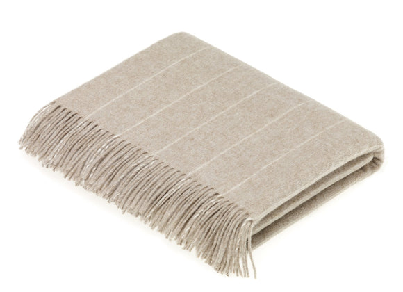 Merino Lambswool Pinstripe Beige Throw Blanket