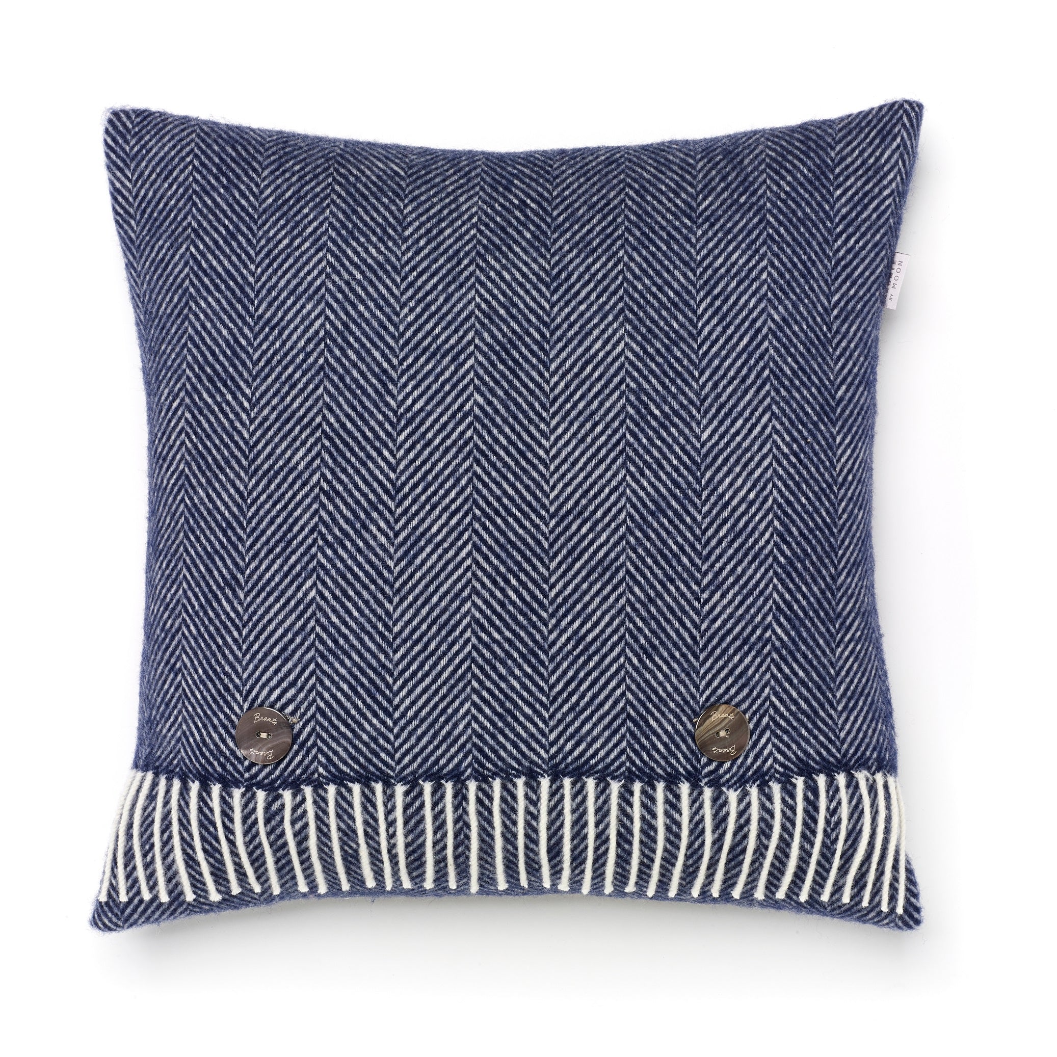 Merino Lambswool Throw Pillow Herringbone Navy, Made in