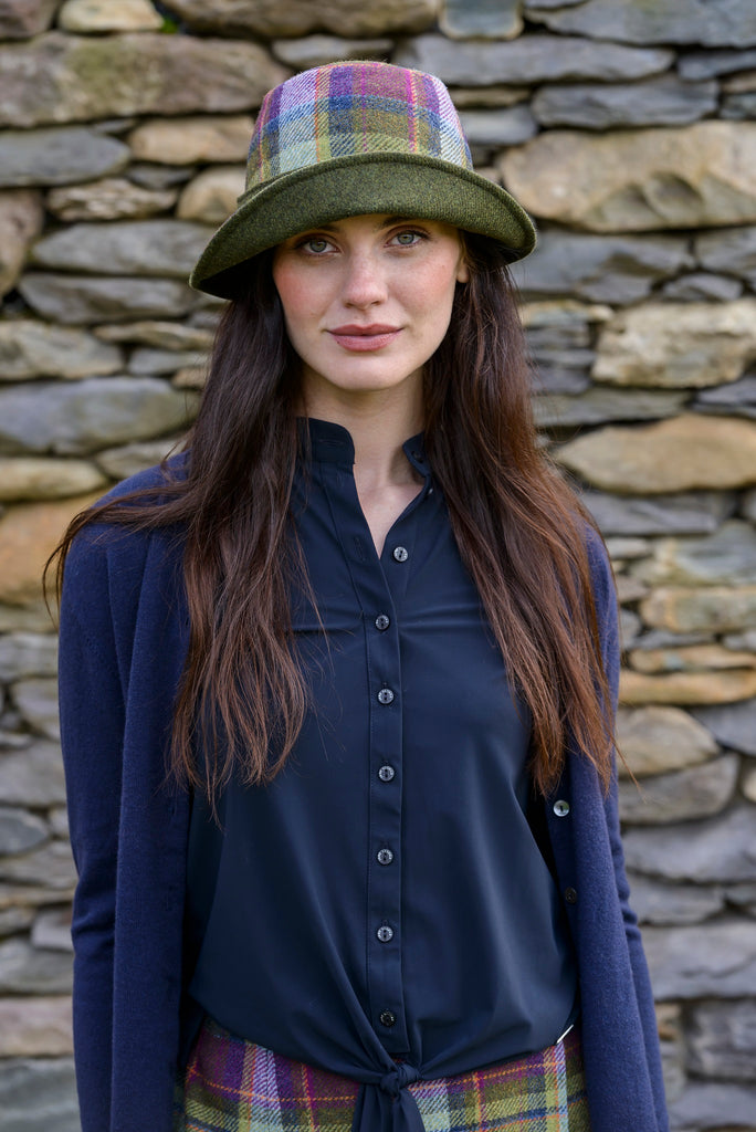 Ladies Tweed - Clodagh Hat - Purple Plaid - Made in Ireland