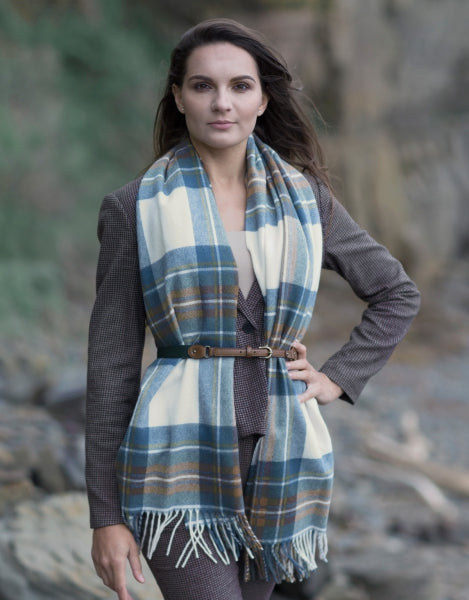 Shawl - Stole - Wrap - Tartan - Muted Blue Stewart Shawl - Stole - Wrap - Tartan - Muted Blue Stewart