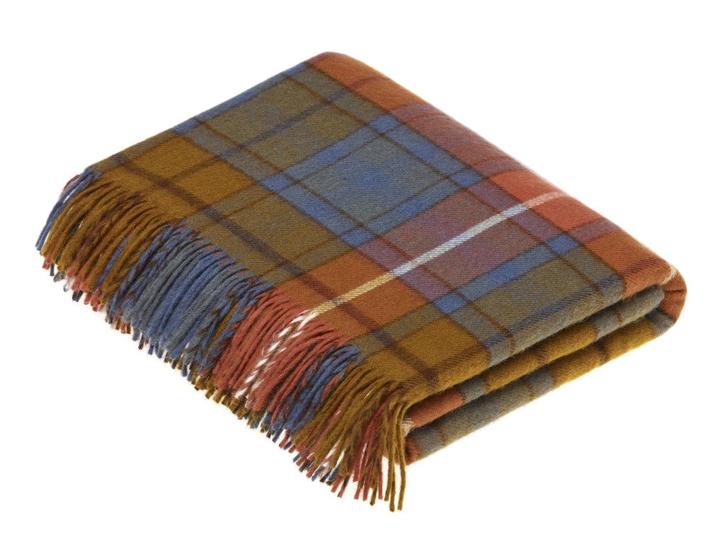 Tartan Plaid - Merino Lambswool Throw Blanket-  Antique Buchanan - Made in England