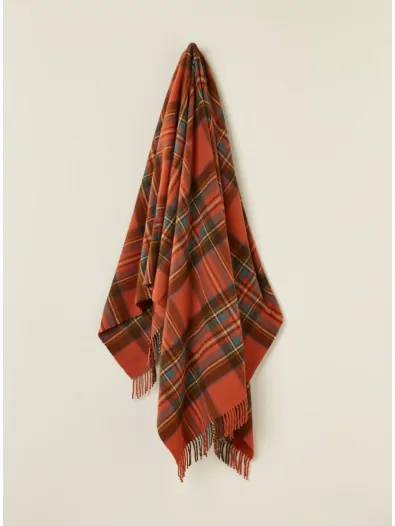 Tartan Plaid- Merino Lambswool Throw Blanket -  Antique Royal Stewart-Made in England