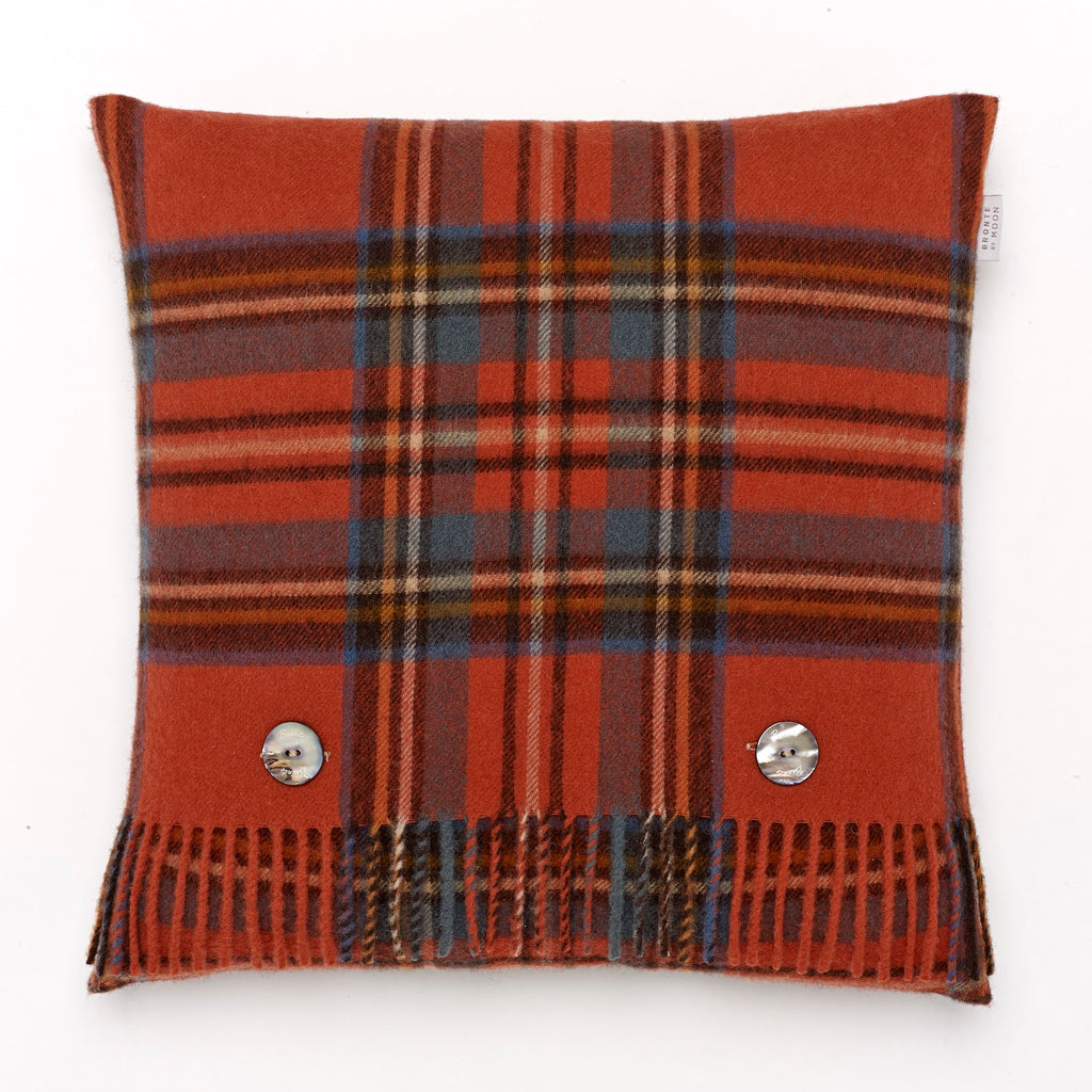 Merino Lambswool Antique Royal Stewart Tartan Plaid Pillow - Made in England
