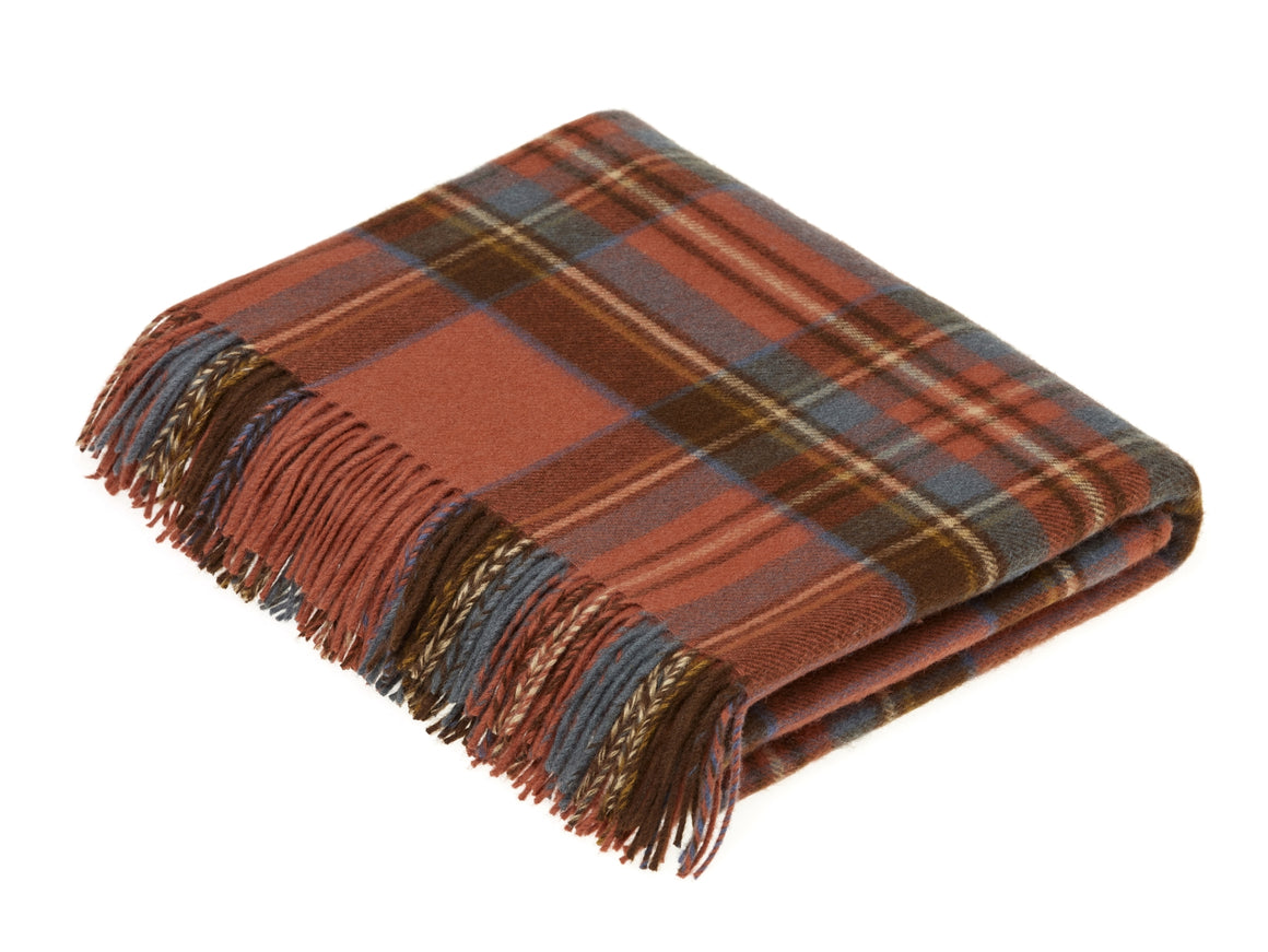 Tartan Plaid- Merino Lambswool Throw Blanket -  Antique Royal Stewart-Made in England
