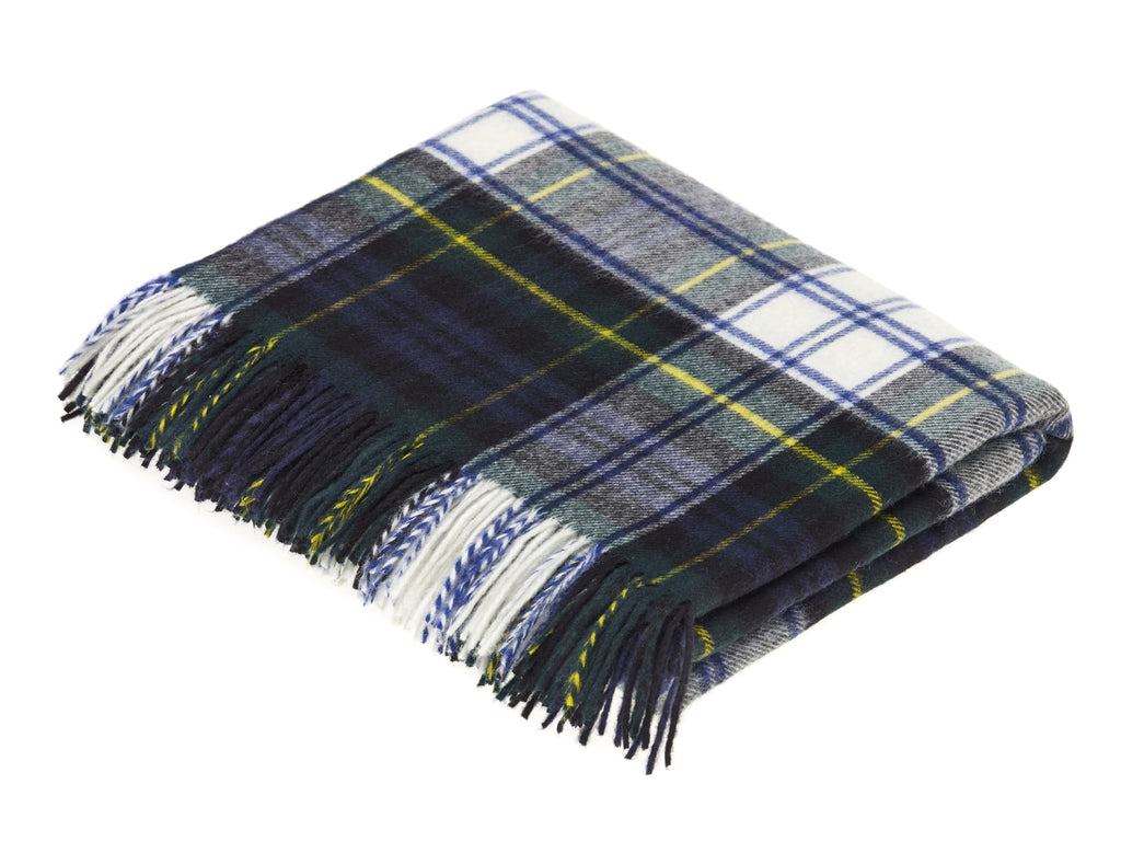 Tartan Plaid- Merino Lambswool Throw Blanket-  Dress Gordon Tartan - Made in England