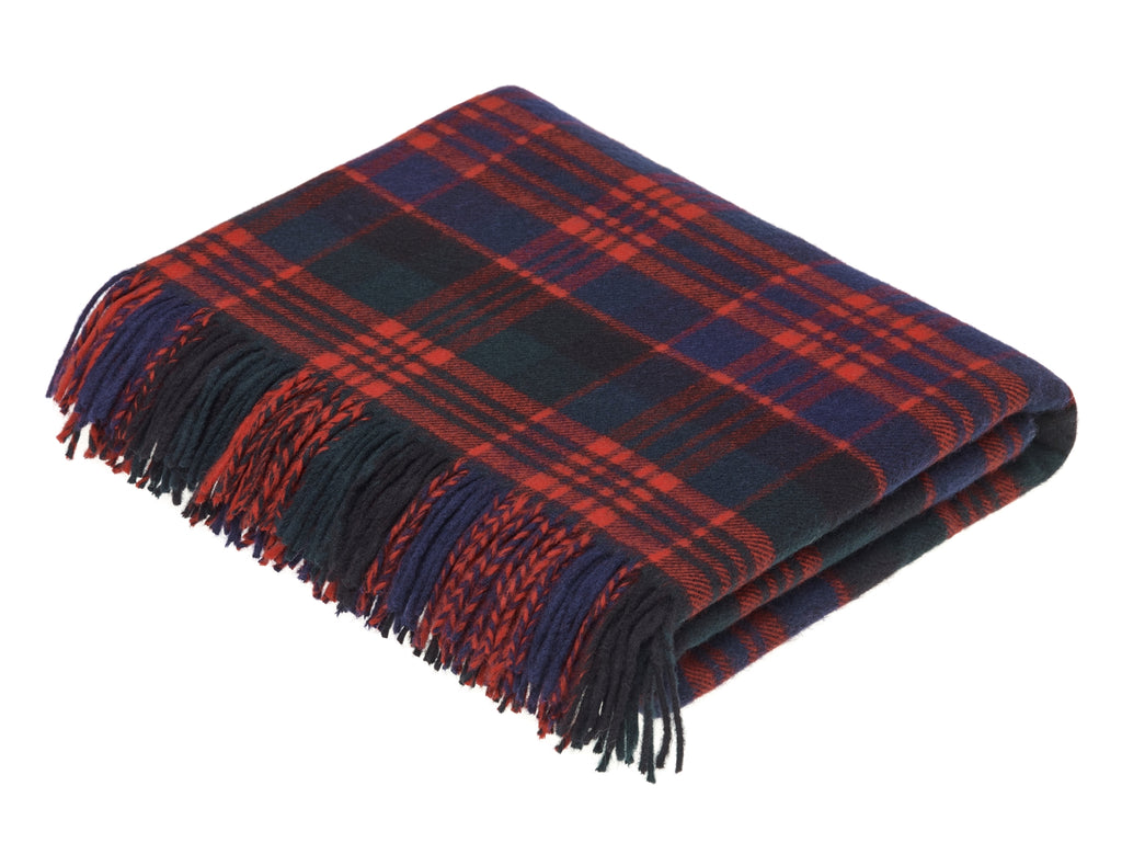 Tartan Plaid- Merino Lambswool Throw Blanket- Clan MacDonald Tartan-Made in England