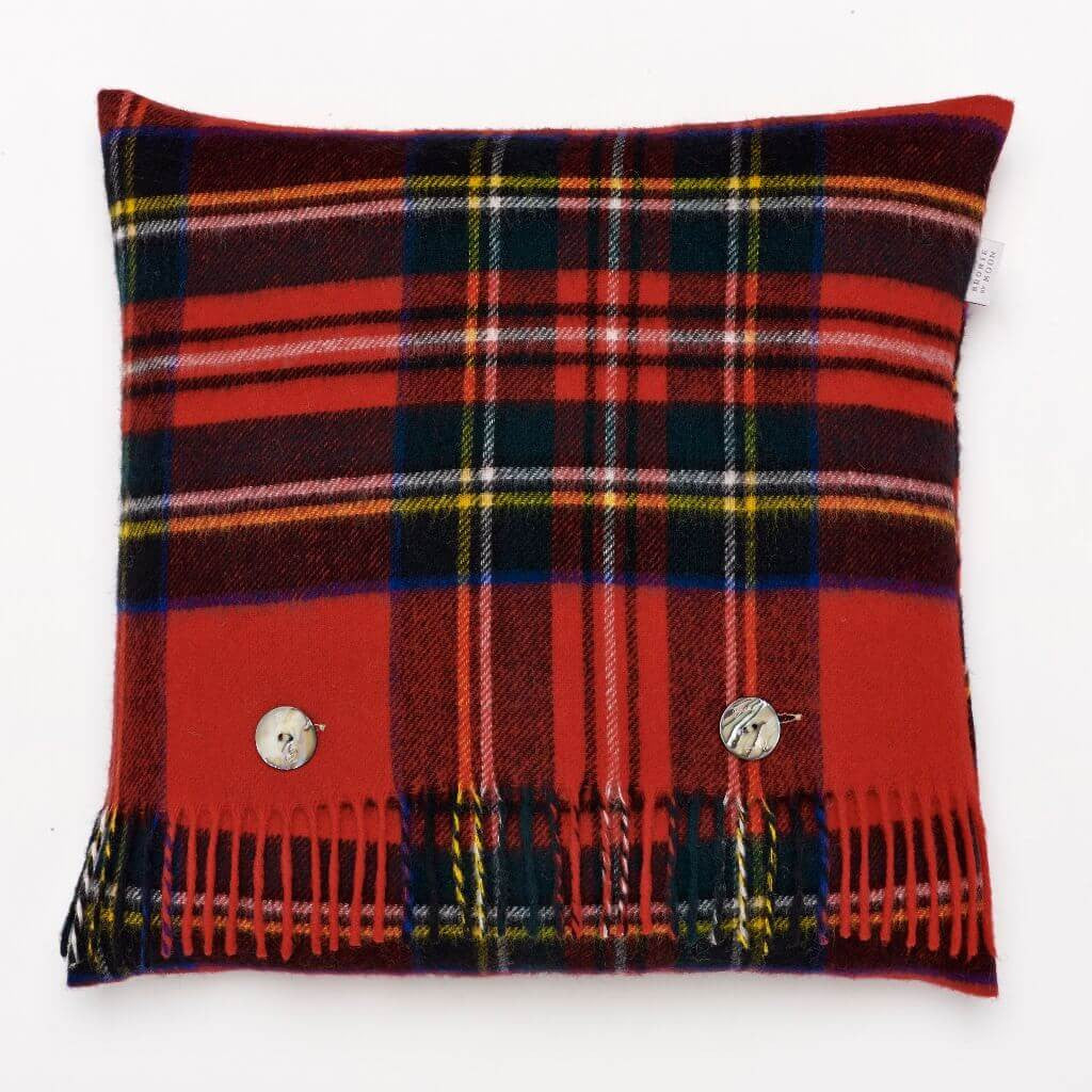 Merino Lambswool Royal Stewart Tartan Plaid Pillow Made in England
