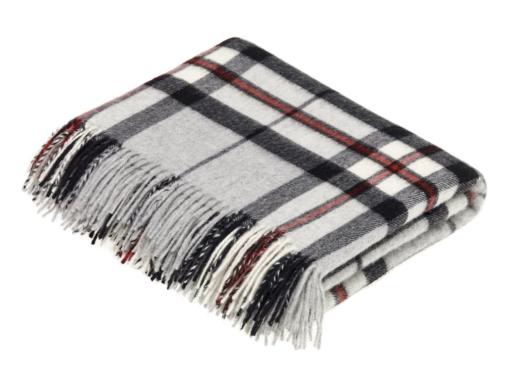 Tartan Plaid- Merino Lambswool Throw Blanket- Gray Thompson Tartan-Made in England