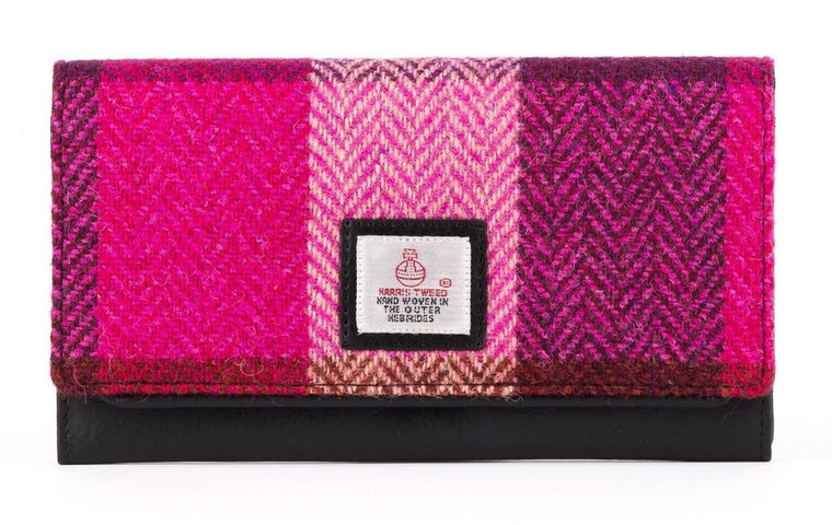 Harris Tweed - Ladies Envelope Purse - Pink Squares