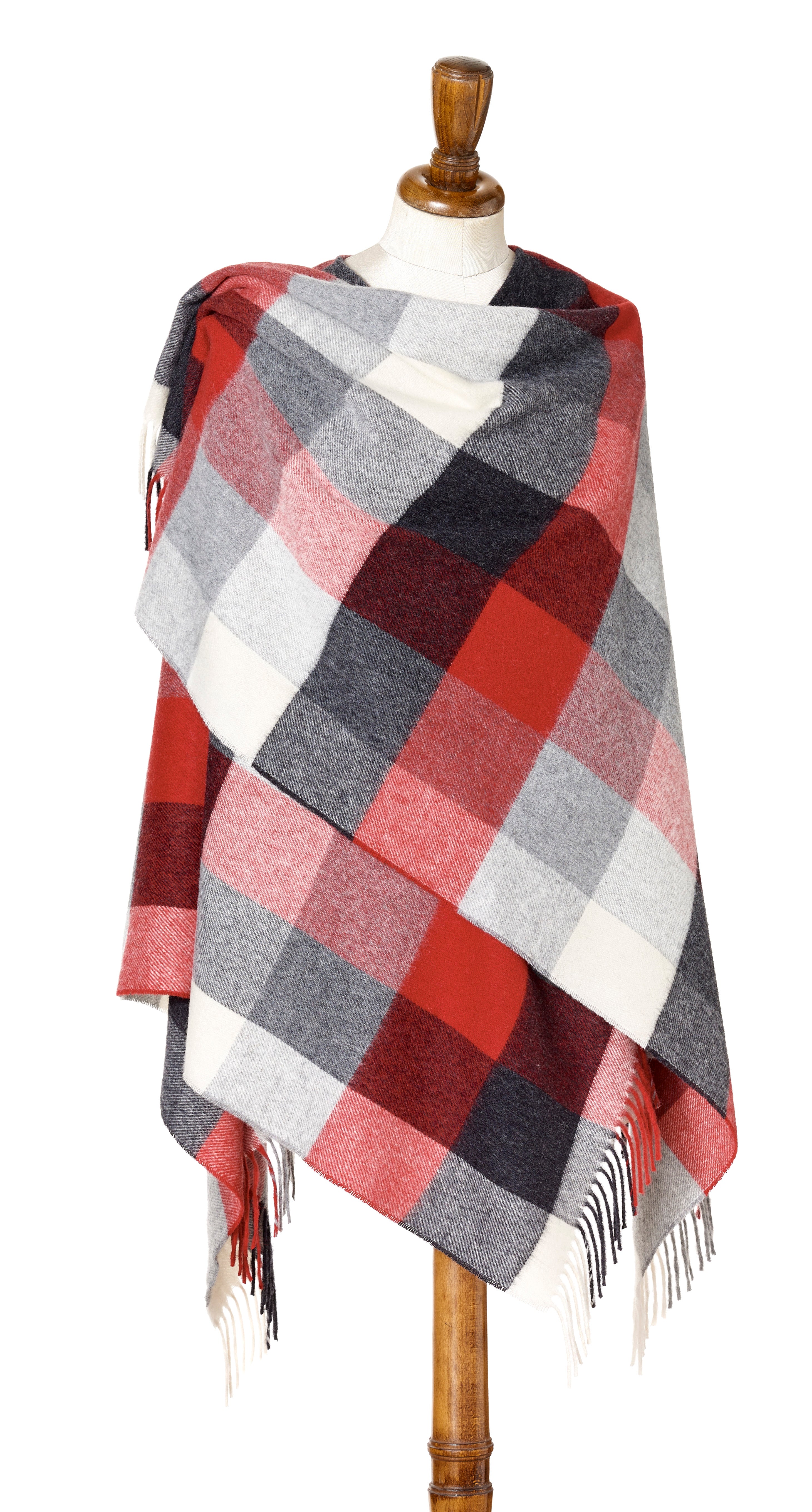 Bronte Ruana Bronte Moon Ruana - Block Check - Red & Gray