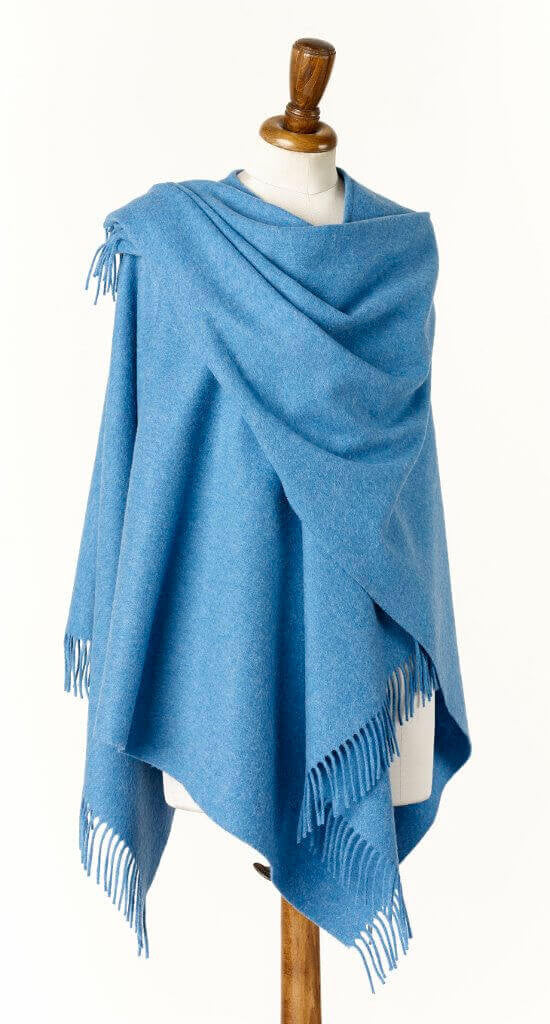Bronte Ruana Bronte by Moon - Lambswool Wrap - Made in England - Bright Blue Wrap