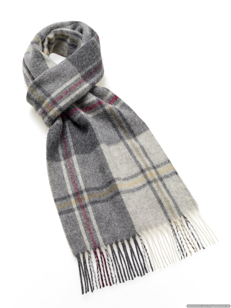 National Trust Silverdale Silver/Pink Scarf - Merino Lambswool - Made in England