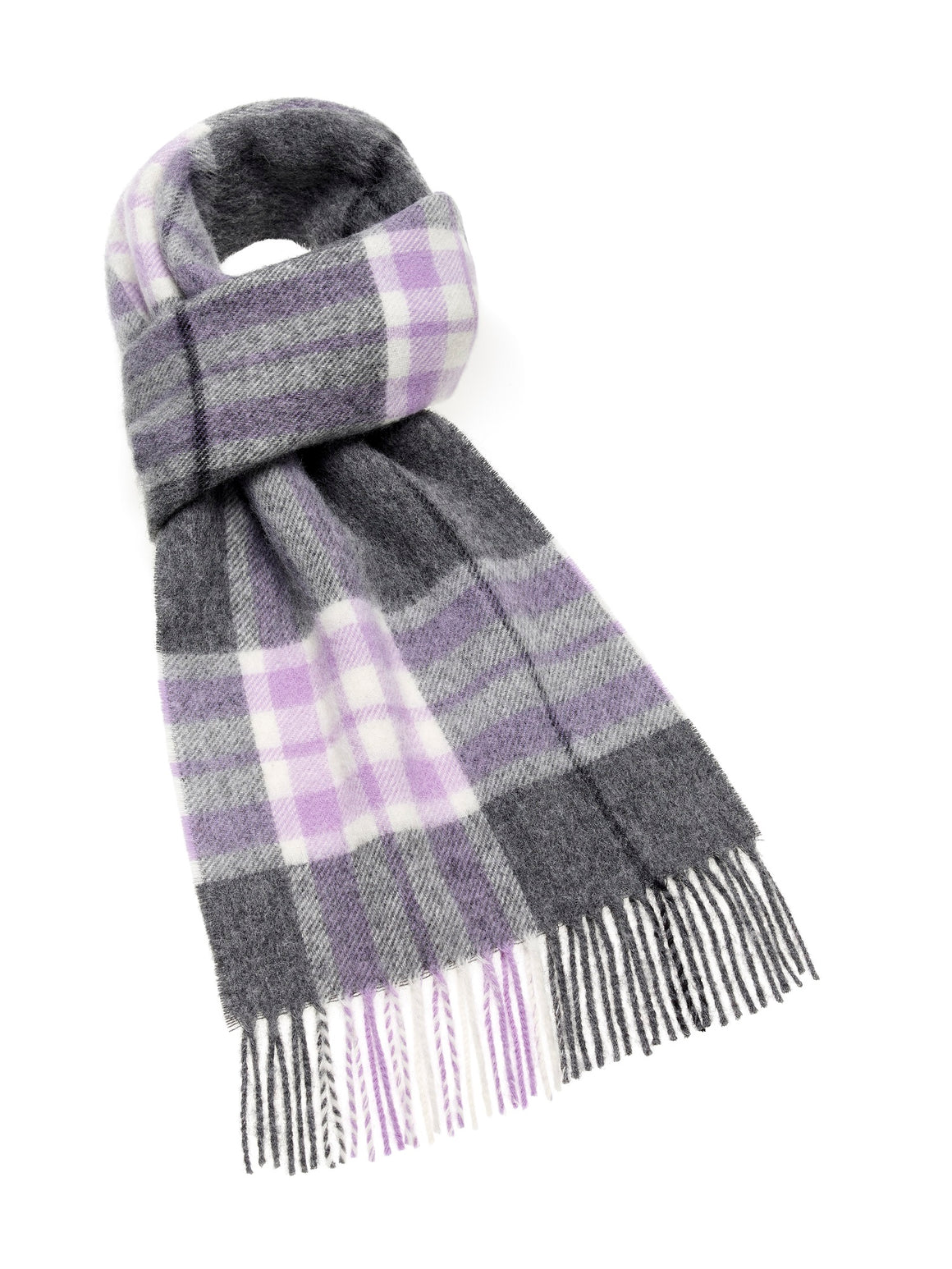Westminster Lilac/Gray Scarf, Merino Lambswool, Made in England, Bronte Moon