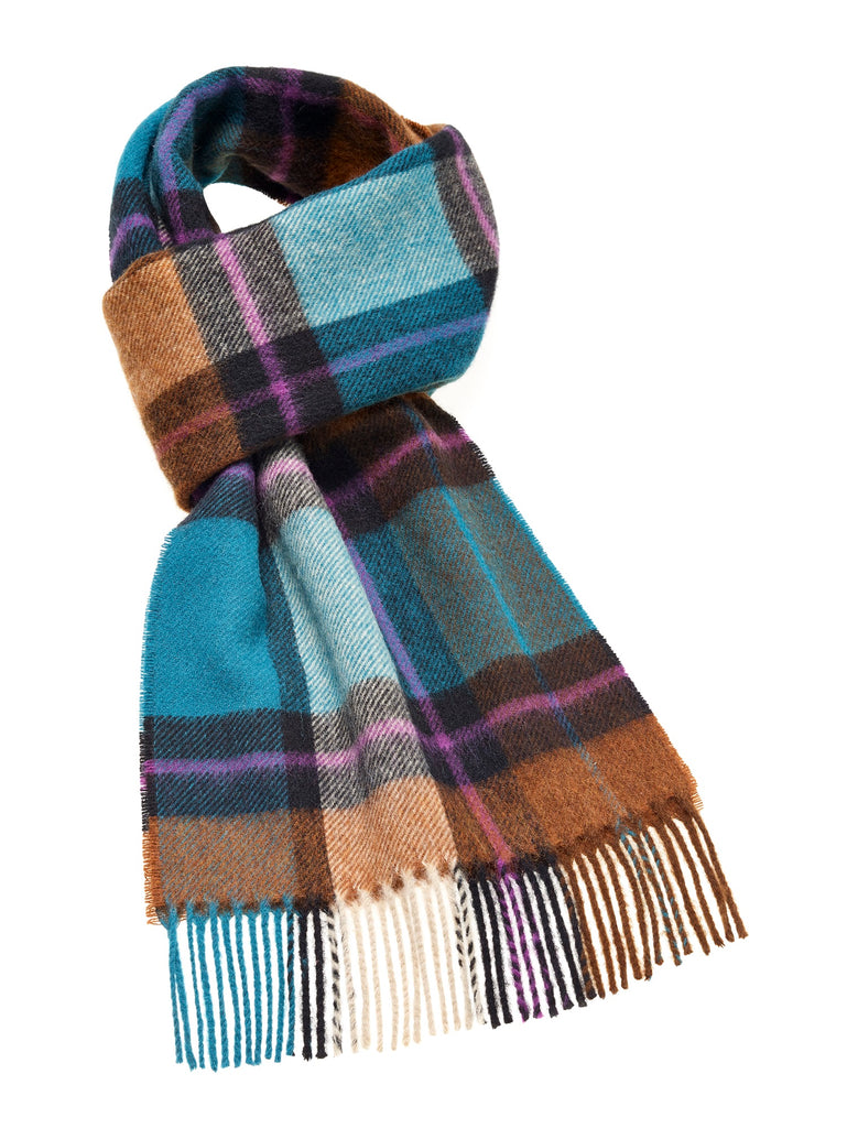 Madison Teal Scarf, Merino Lambswool, Made in England
