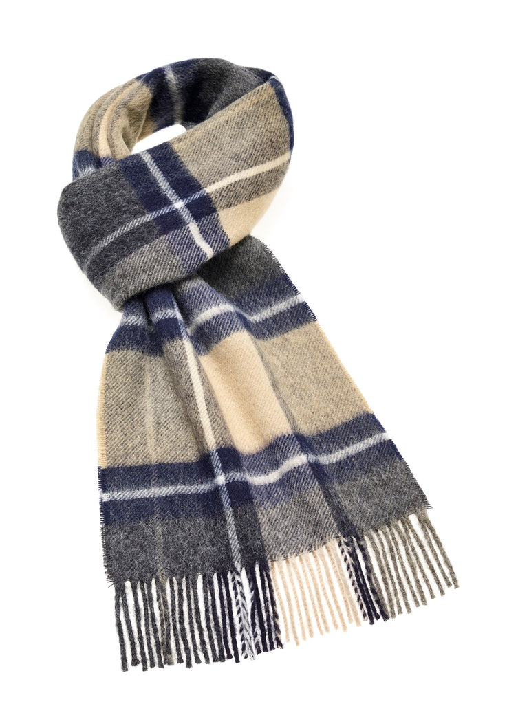Madison Navy/Camel Scarf, Merino Lambswool, Made in England