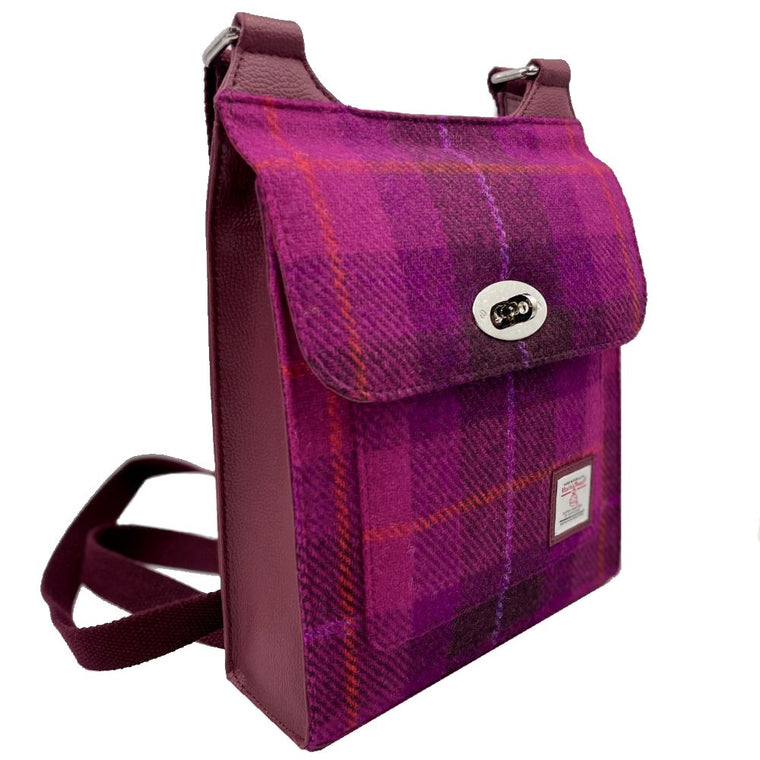 Harris Tweed - Satchel Bag - Purple Check