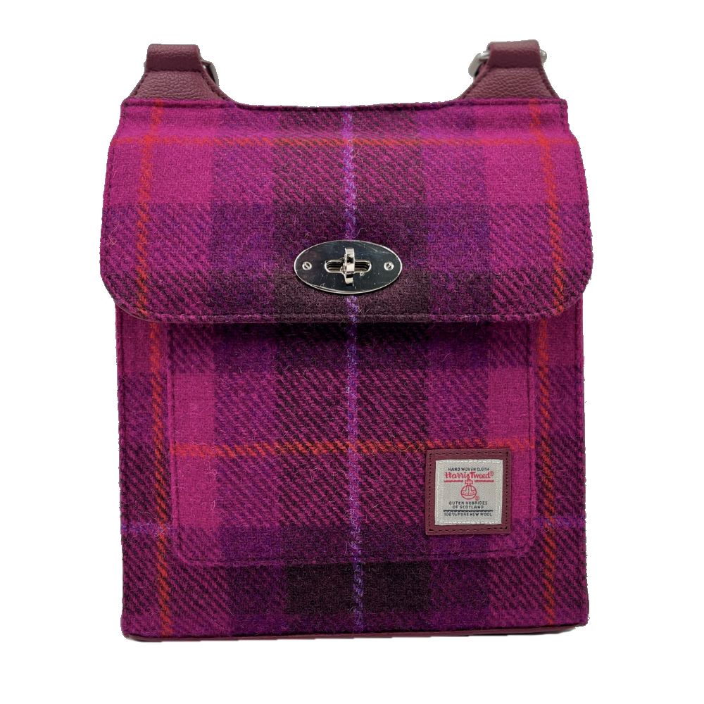 Harris Tweed - Satchel Bag - Purple Check