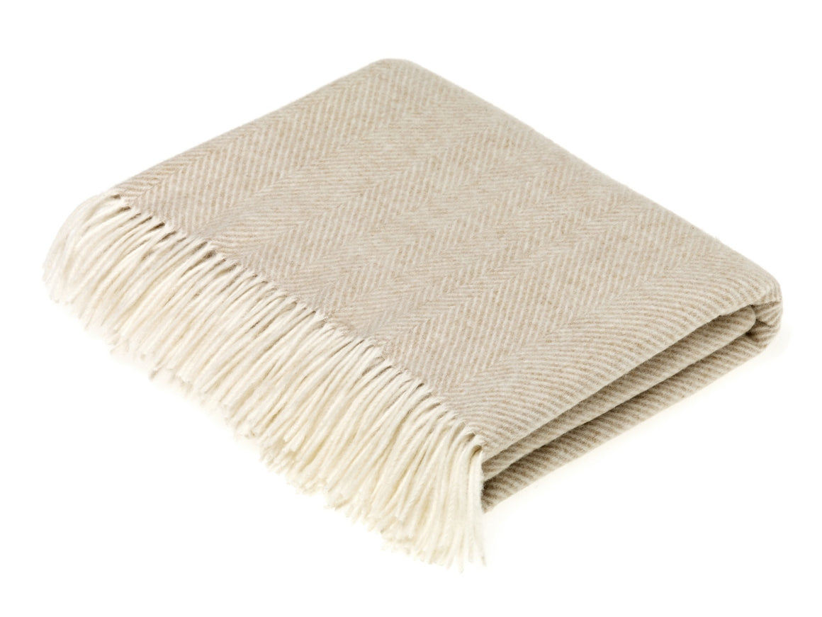 Herringbone Collection - Merino Lambswool Throw Blanket - Made in England