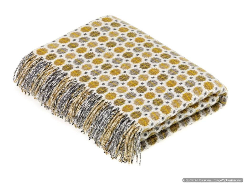 Merino Lambswool Throw Blanket - Milan - Gold, Made in England