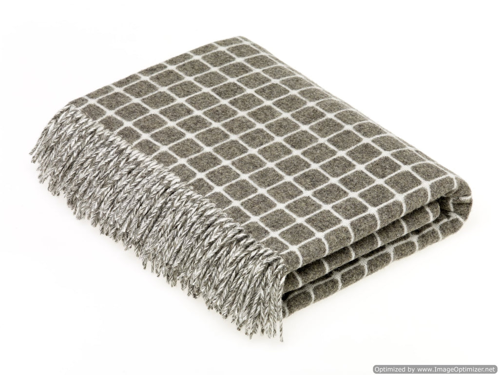 Merino Lambswool Throw Blanket - Athens Check Range - Made in England