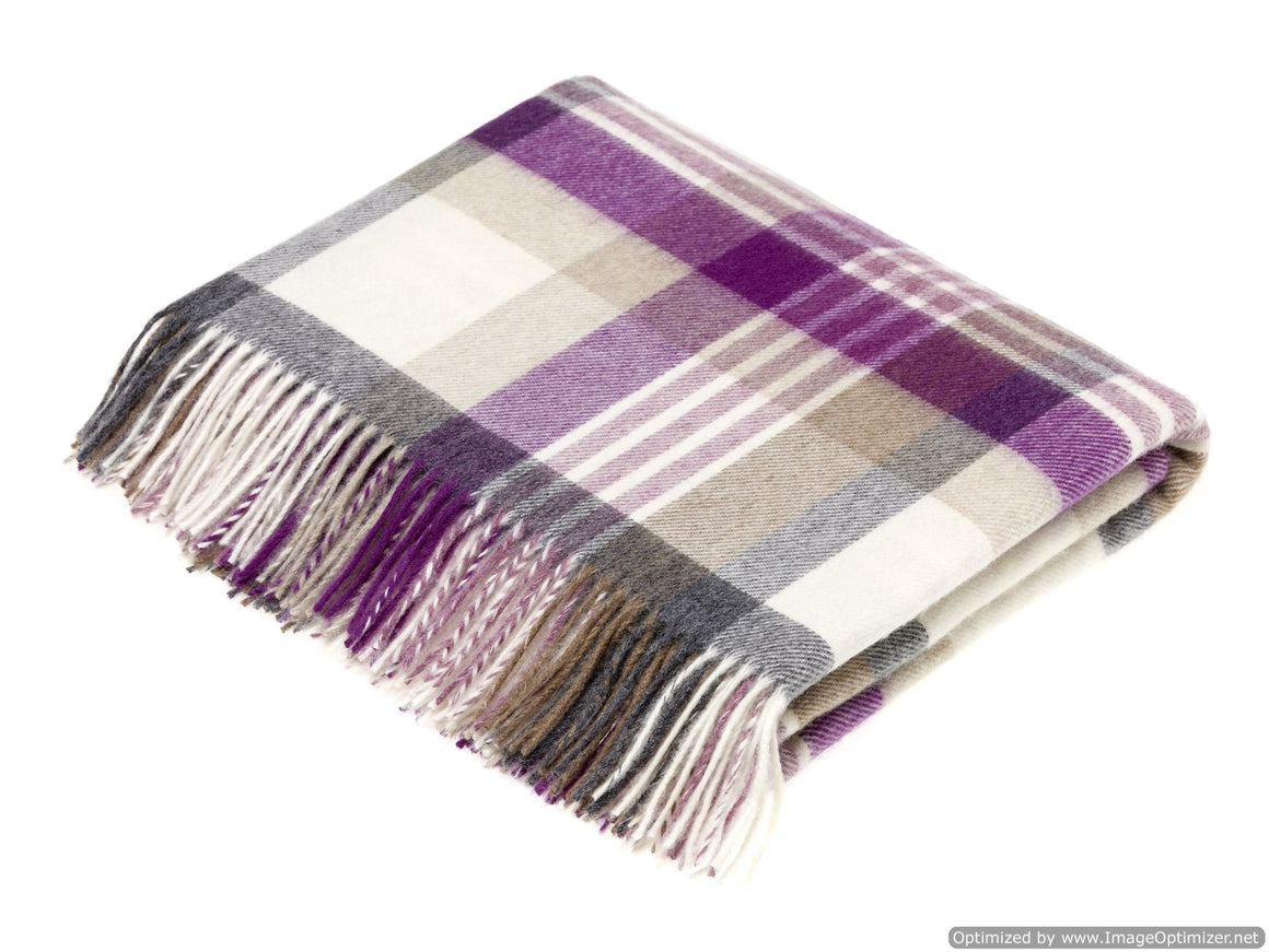 Merino Lambswool Throw Blanket - Melbourne - Clover, Made in England