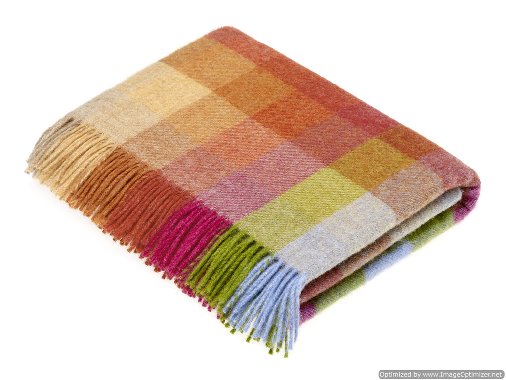 Shetland Quality - Pure New Wool - Harlequin - Sunshine - Throw Blanket