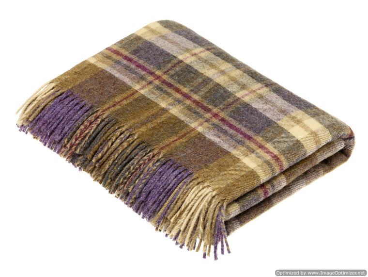 Pure New Wool Throw Blanket - Glen Coe - Heather - Made in England