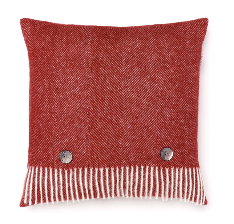 Shetland Pure New Wool - Herringbone Red - Pillow - Bronte by Moon