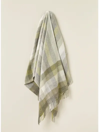 Shetland Pure New Wool Woodale Olive Throw Blanket Bronte by Moon