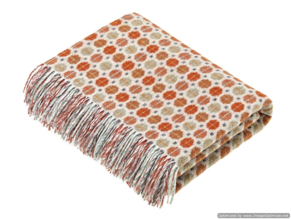 Merino Lambswool Throw Blanket - Milan - Saffron - Burnt Orange, Made in England