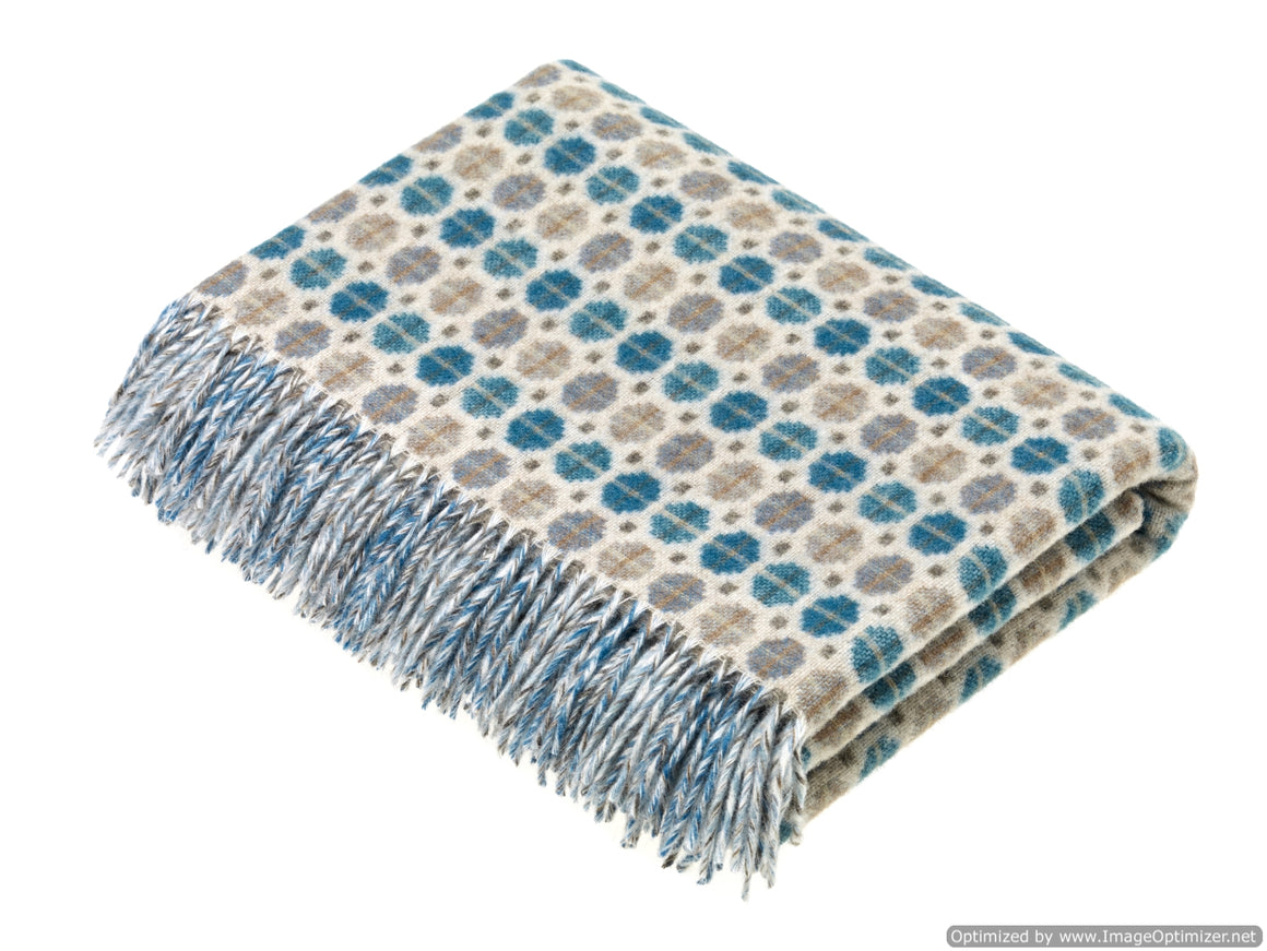 Merino Lambswool Throw Blanket - Milan - Eucalyptus, Made in England