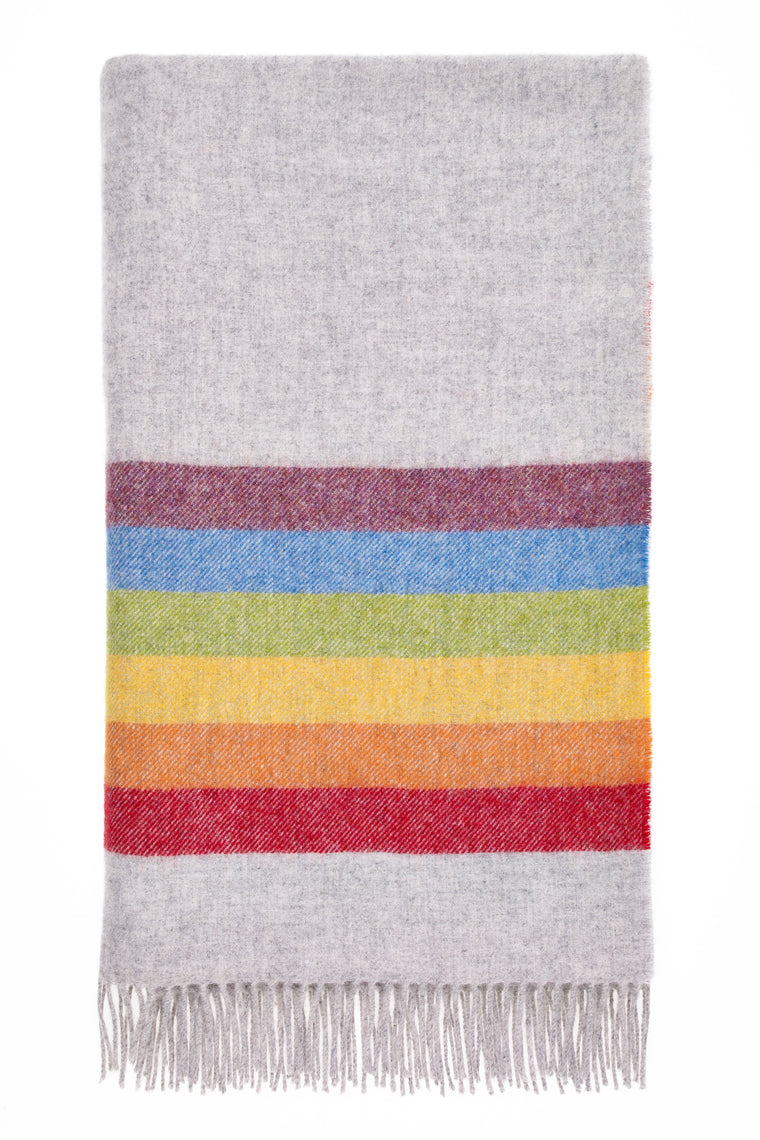 Pride Gray/Multi Throw - Shetland Pure New Wool - Made in England