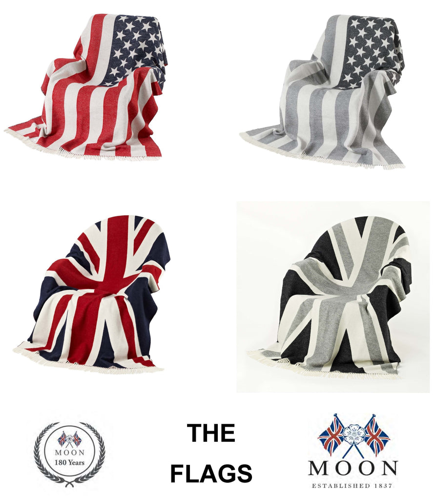 The Flag Collection - Merino Lambswool Throw Blankets - Bronte Moon