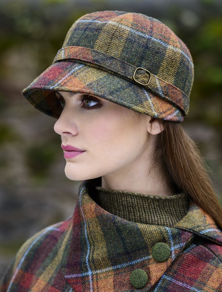 Ladies Tweed - Flapper Cap - Autumn Plaid - Made in Ireland